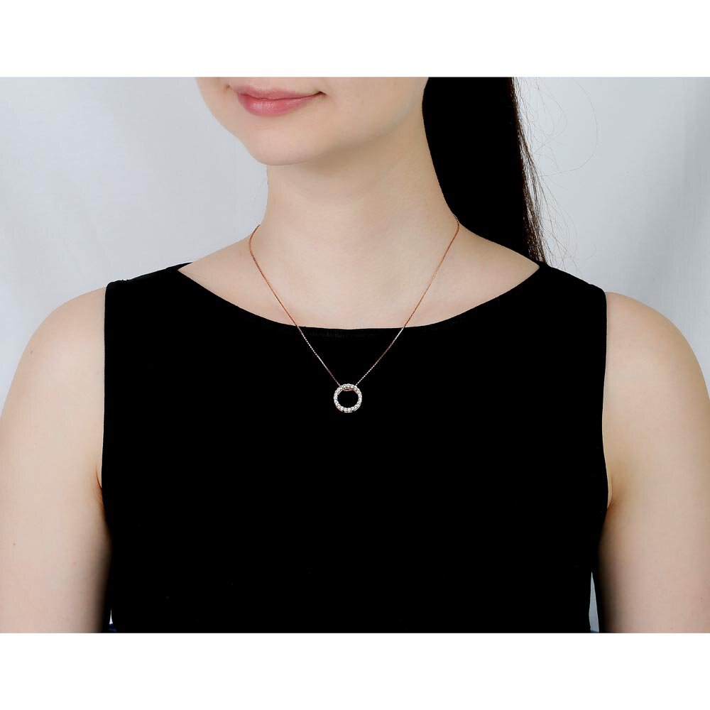 Infinity Circle White Sapphire Halo 18ct Rose Gold Vermeil Pendant Large #2