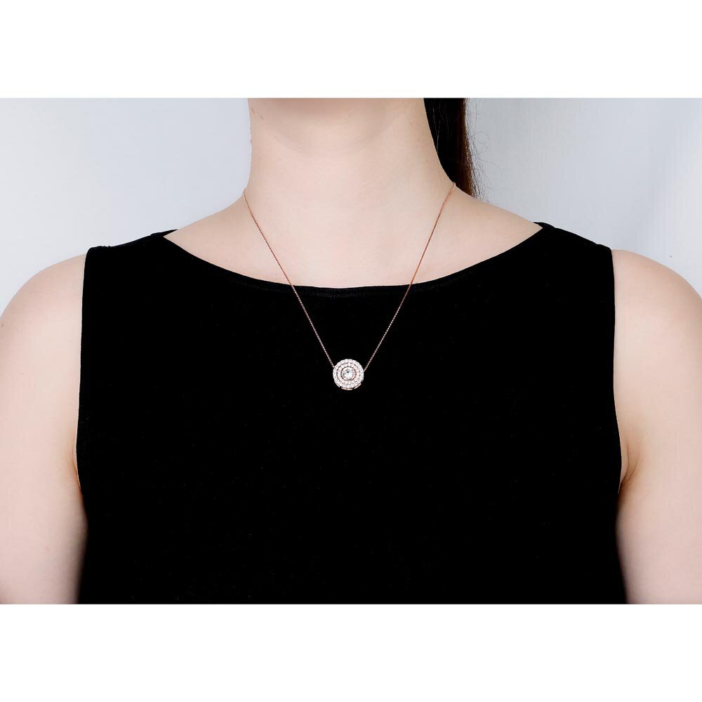 Infinity White Sapphire Solitaire and Halo 18ct Gold Vermeil Pendant Max Set #8