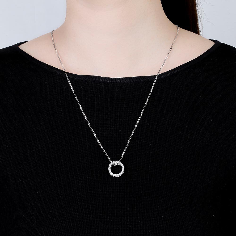 Infinity Circle White Sapphire Halo 18ct Gold Vermeil Pendant Large #2