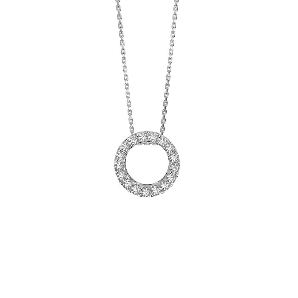 Infinity Circle White Sapphire Halo Platinum plated Silver Pendant