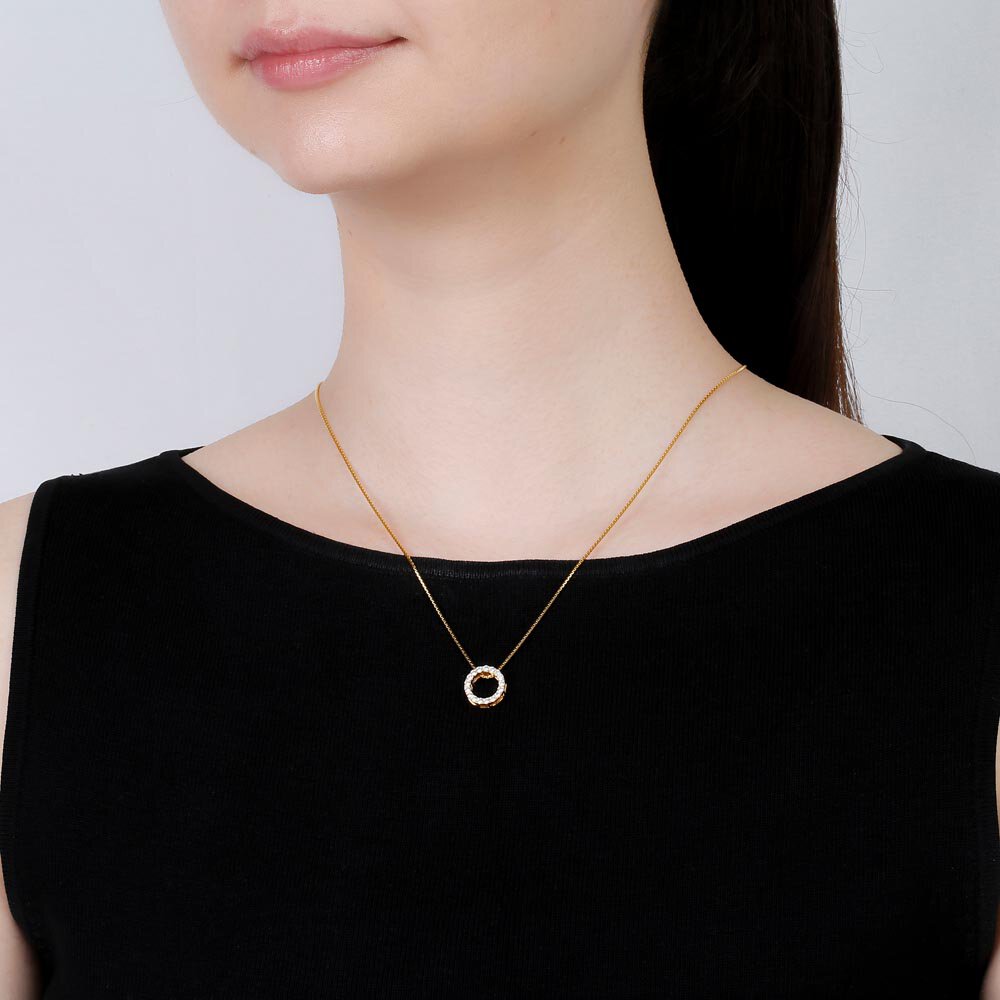 Infinity Circle White Sapphire Halo 18ct Gold Vermeil Pendant #2