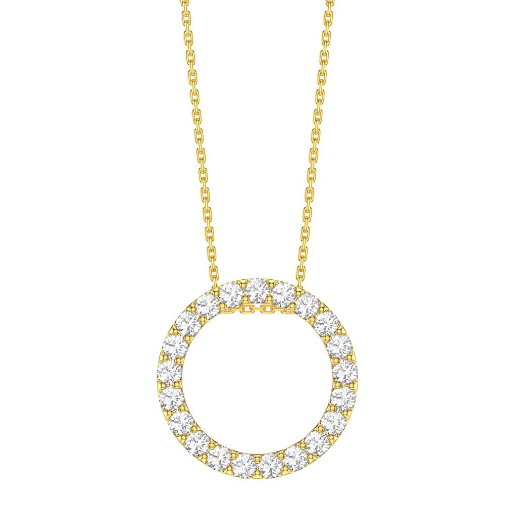 Infinity Circle White Sapphire Halo 18ct Gold Vermeil Pendant Large