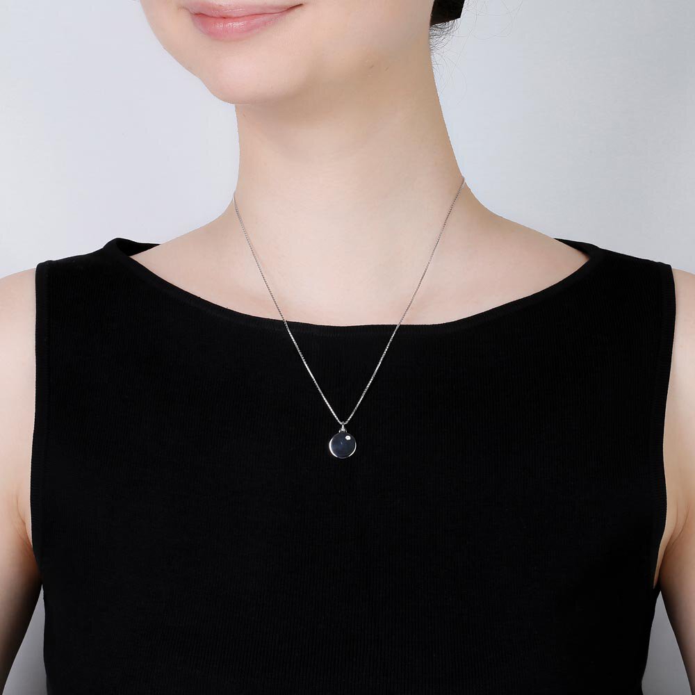 Charisma Moissanite Platinum plated Silver Round Alphabet Tag Small Pendant #2