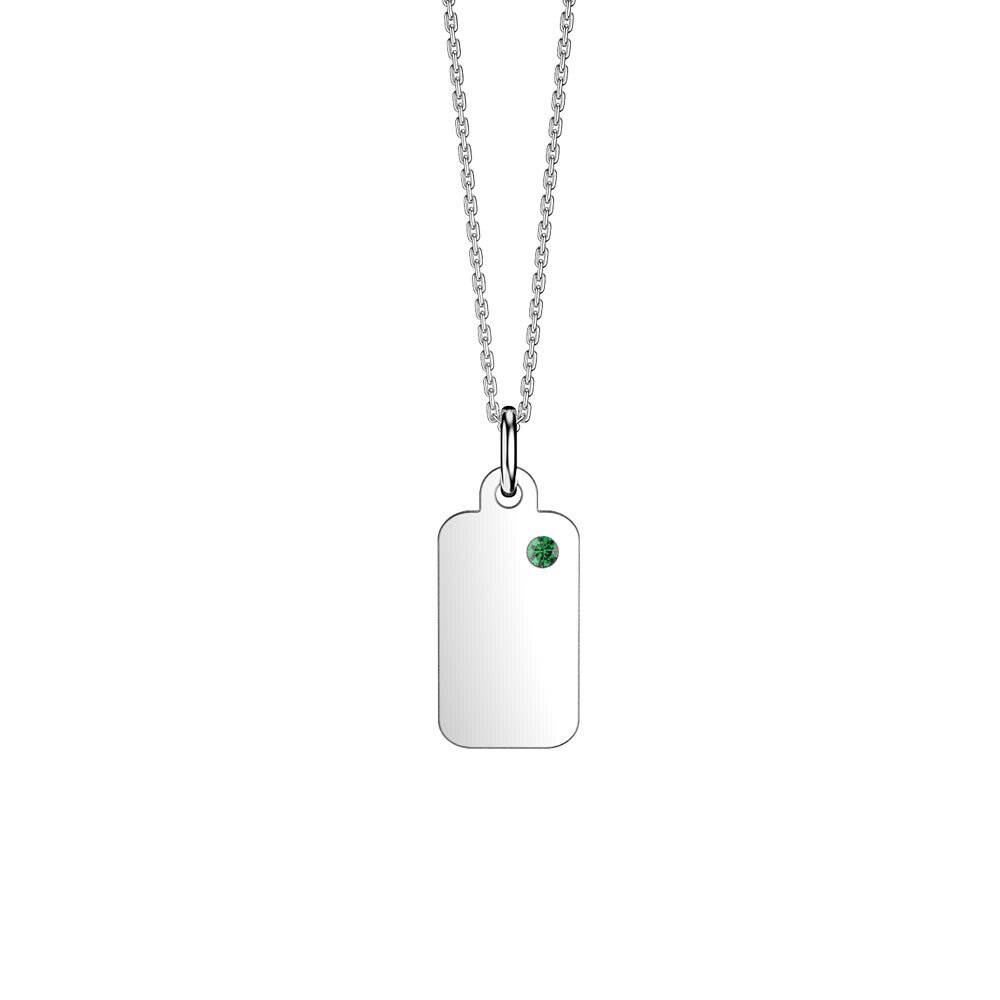Charisma Emerald Platinum plated Silver Dog Tag Pendant #2