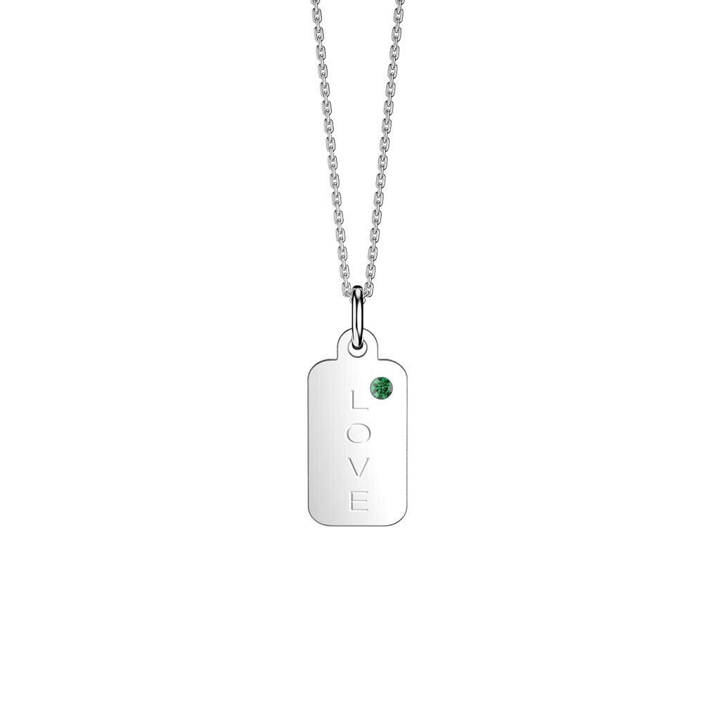 Charisma Emerald Platinum plated Silver Dog Tag Pendant