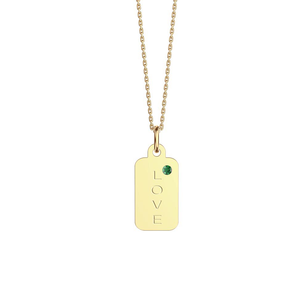 Charisma Emerald 18ct Gold Vermeil Dog Tag Pendant