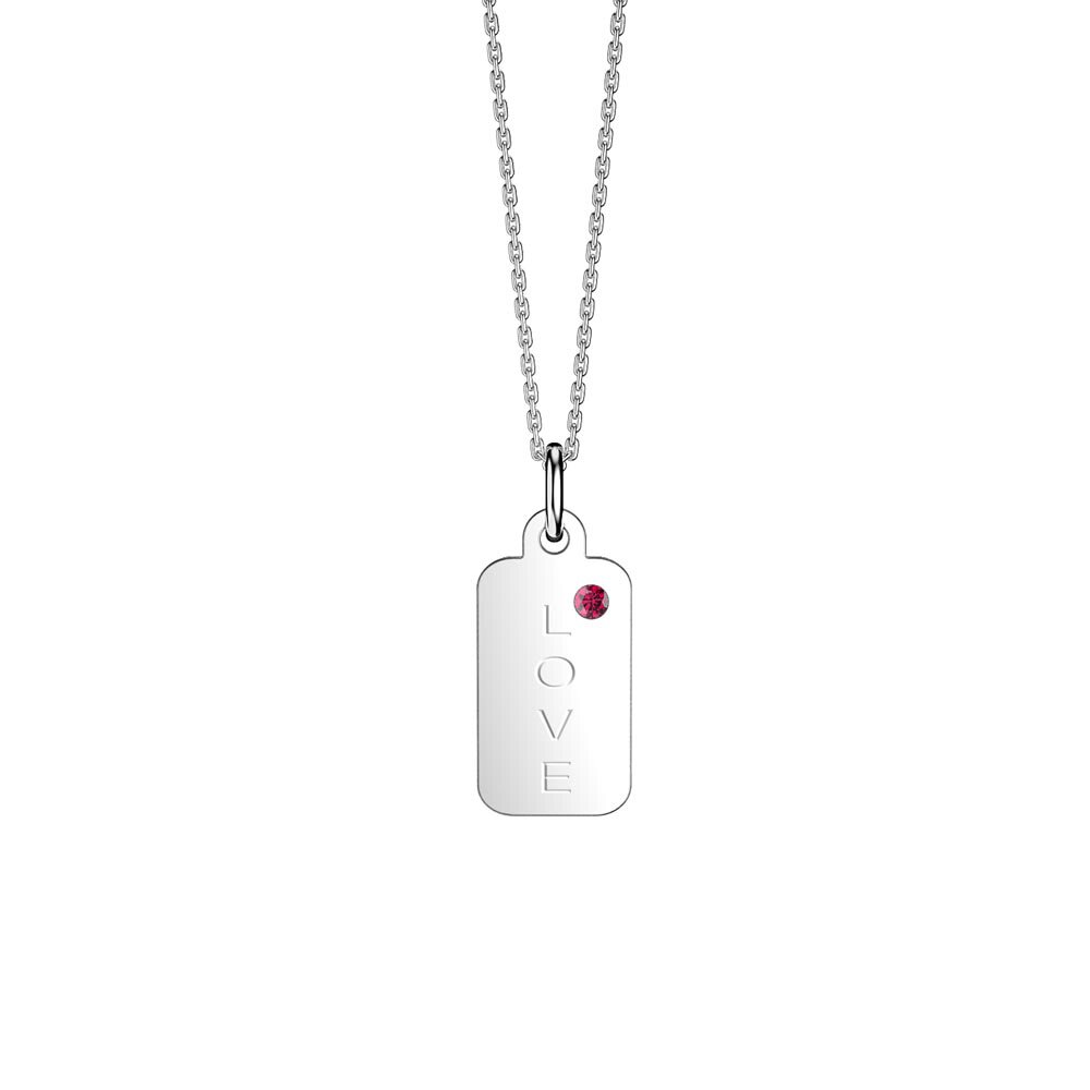 Charisma Ruby Platinum plated Silver Dog Tag Pendant