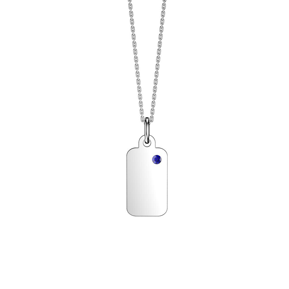 Charisma Sapphire Platinum plated Silver Dog Tag Pendant #2