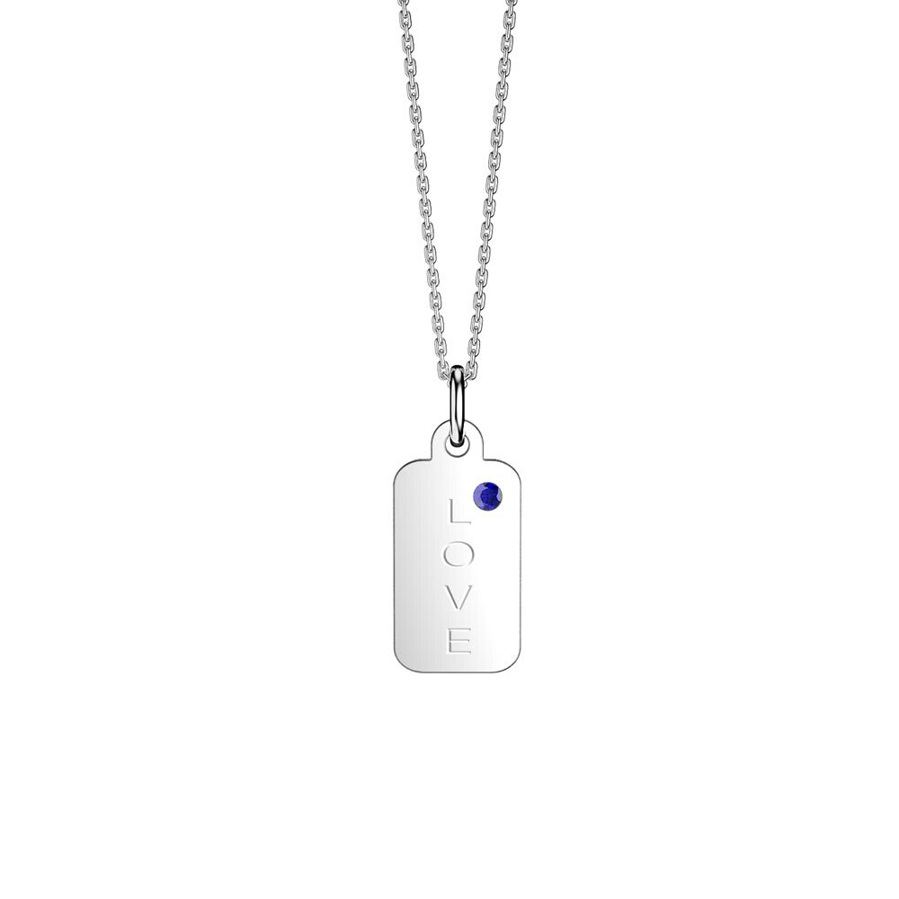 Charisma Sapphire Platinum plated Silver Dog Tag Pendant