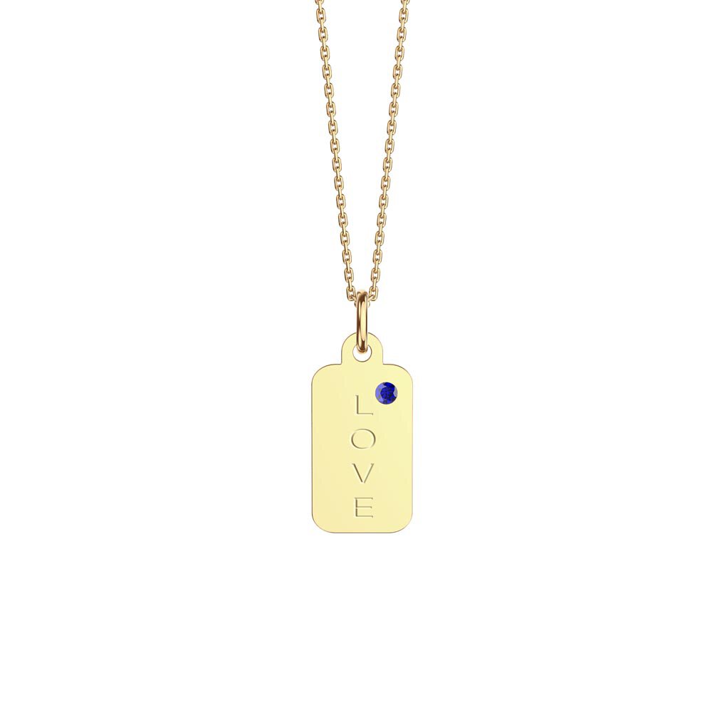 Charisma Sapphire 18ct Gold Vermeil Dog Tag Pendant