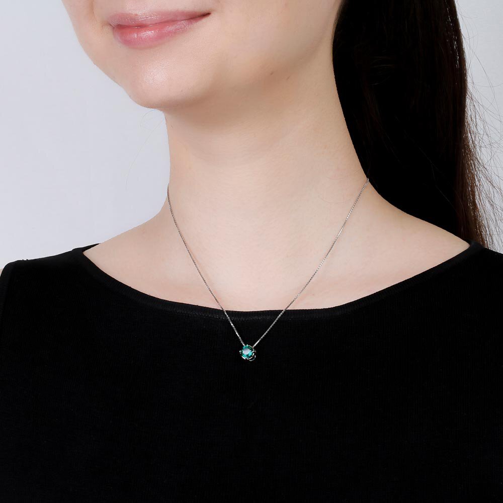 Eternity 1.0ct Solitaire Peridot Platinum plated Silver Pendant #2