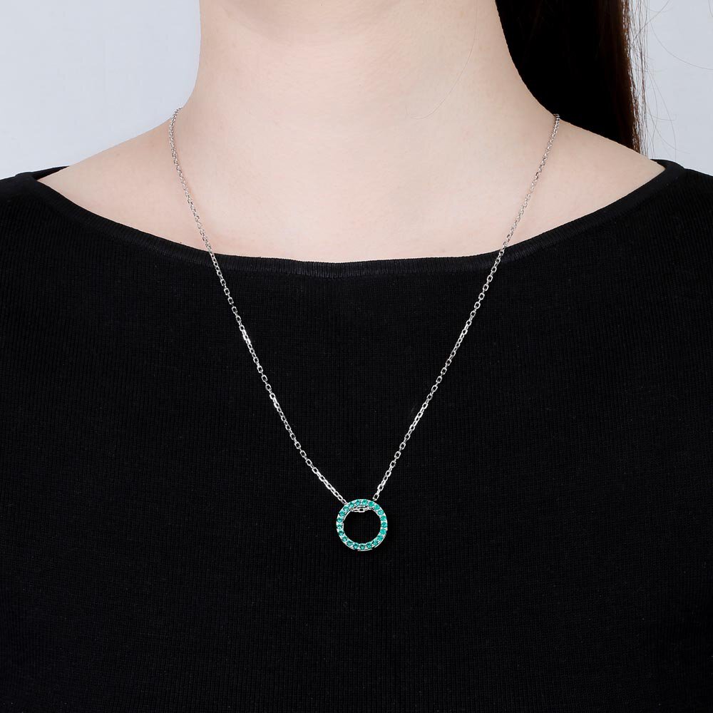 Infinity Circle Emerald Halo 18ct Gold Vermeil Pendant Large #2