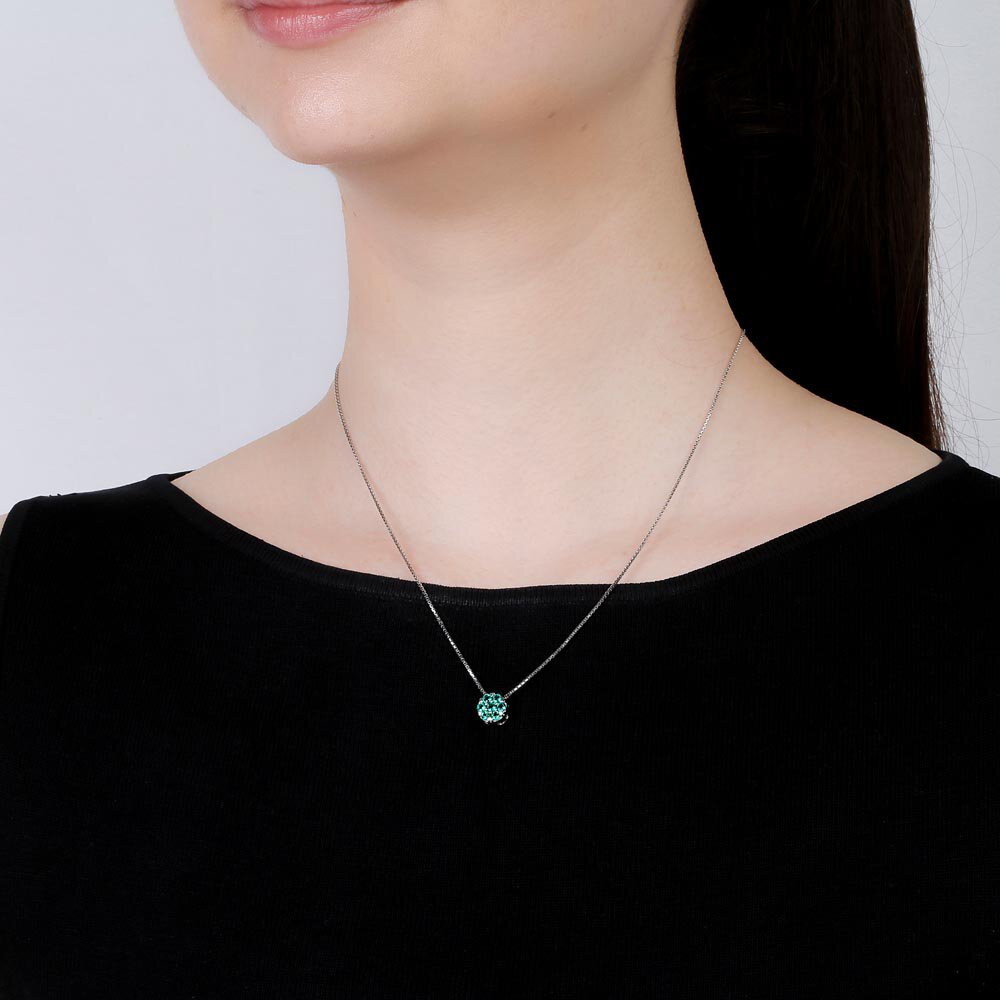 Infinity Emerald Pave and Halo Platinum plated Silver Pendant Set #6