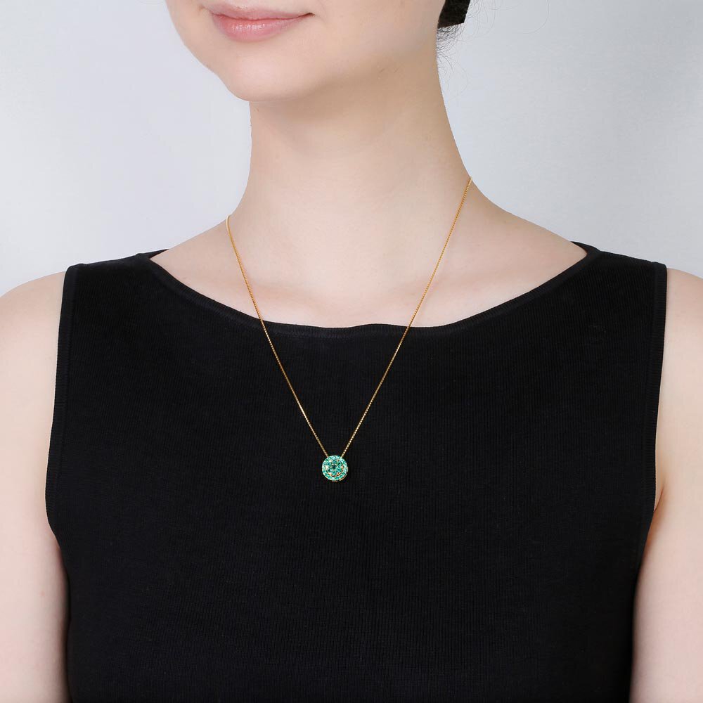 Infinity Emerald Pave and Halo Platinum plated Silver Pendant Set #4