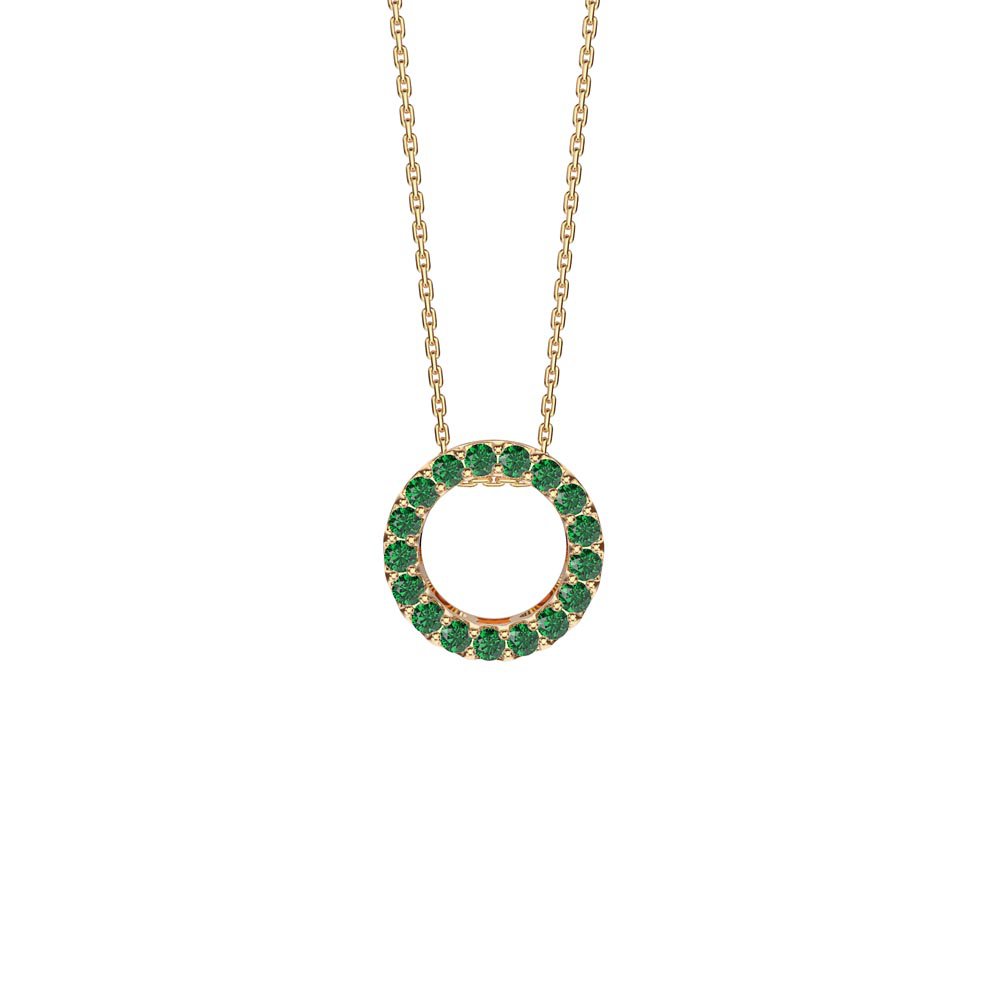Infinity Circle Emerald Halo 18ct Gold Vermeil Pendant