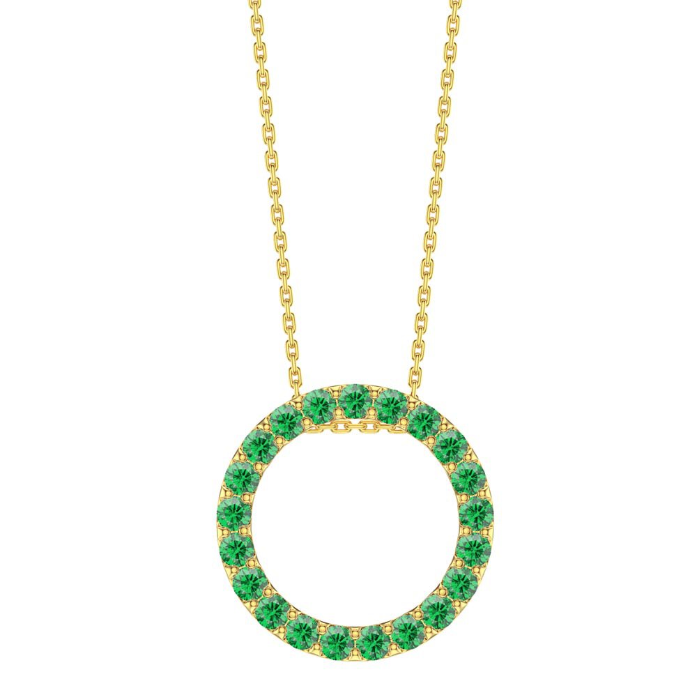 Infinity Circle Emerald Halo 18ct Gold Vermeil Pendant Large