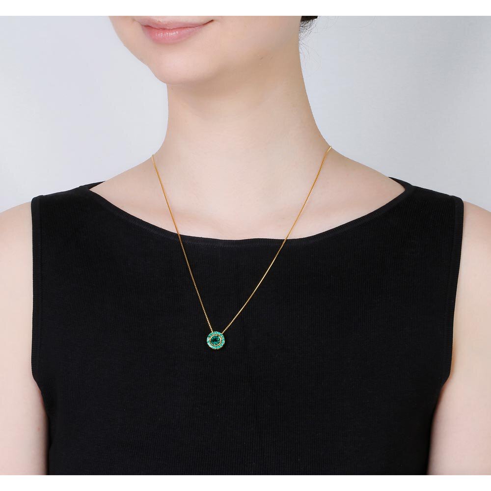 Infinity Emerald Solitaire and Halo 18ct Gold Vermeil Pendant Set #4