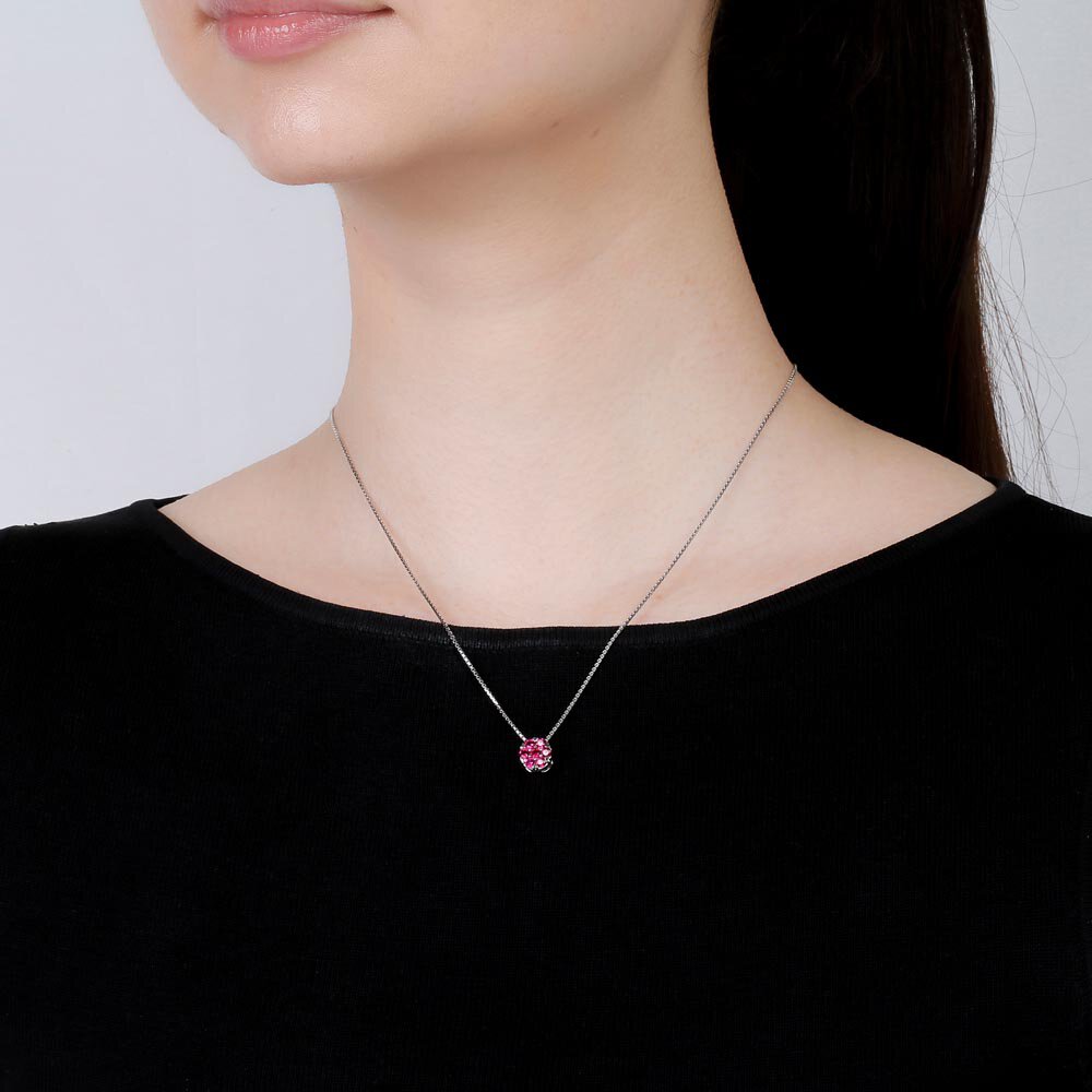 Infinity Pave Ruby Halo Platinum plated Silver Pendant #2