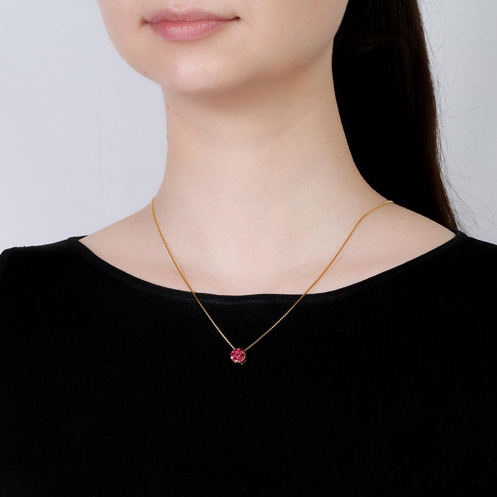 Infinity Pave  Ruby Halo 18ct Gold Vermeil Pendant #2