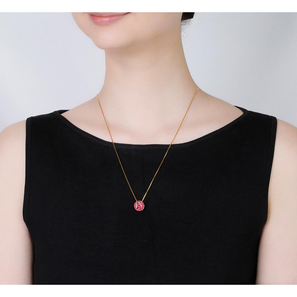 Infinity Ruby Pave and Halo Platinum plated Silver Pendant Set #4