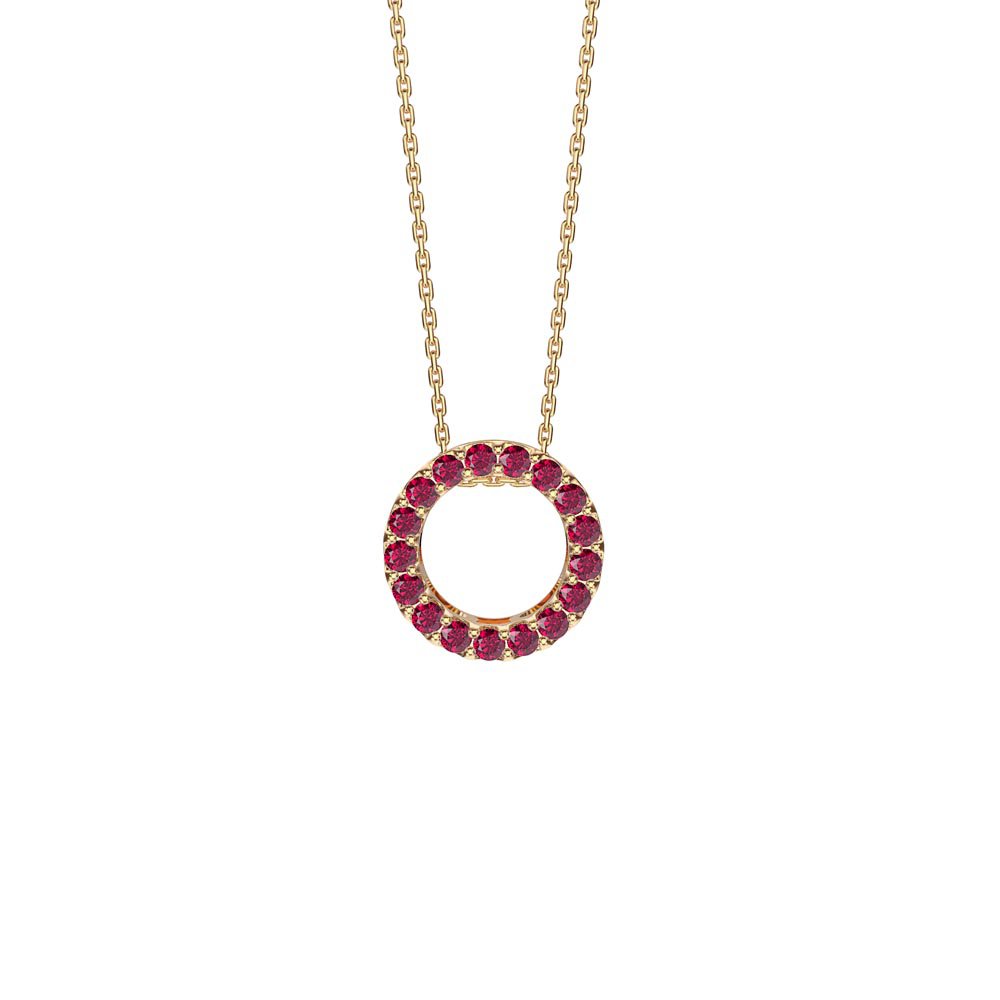 Infinity Circle Ruby Halo 18ct Gold Vermeil Pendant