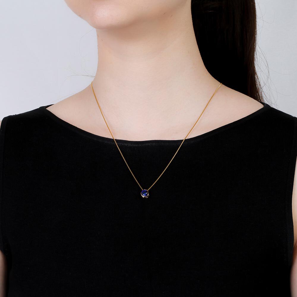 Infinity Sapphire Solitaire and Halo 18ct Gold Vermeil Pendant Set #6