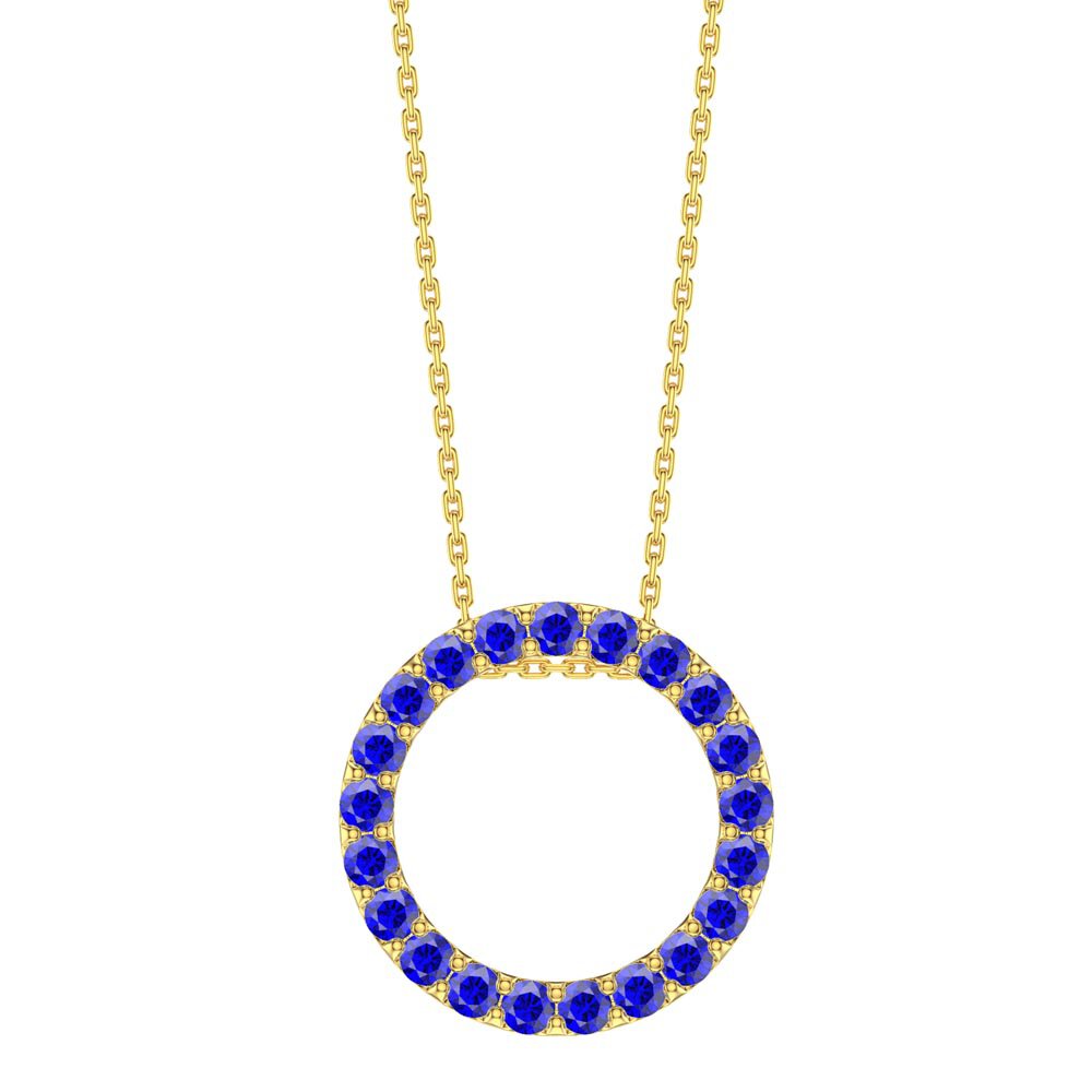 Infinity Circle Sapphire Halo 18ct Gold Vermeil Pendant Large