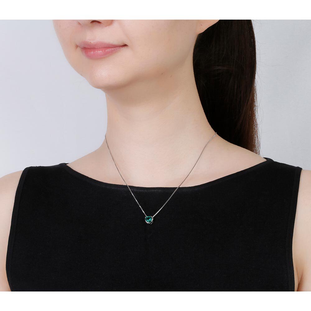 Infinity 1ct Heart Emerald Platinum plated Silver Pendant #2
