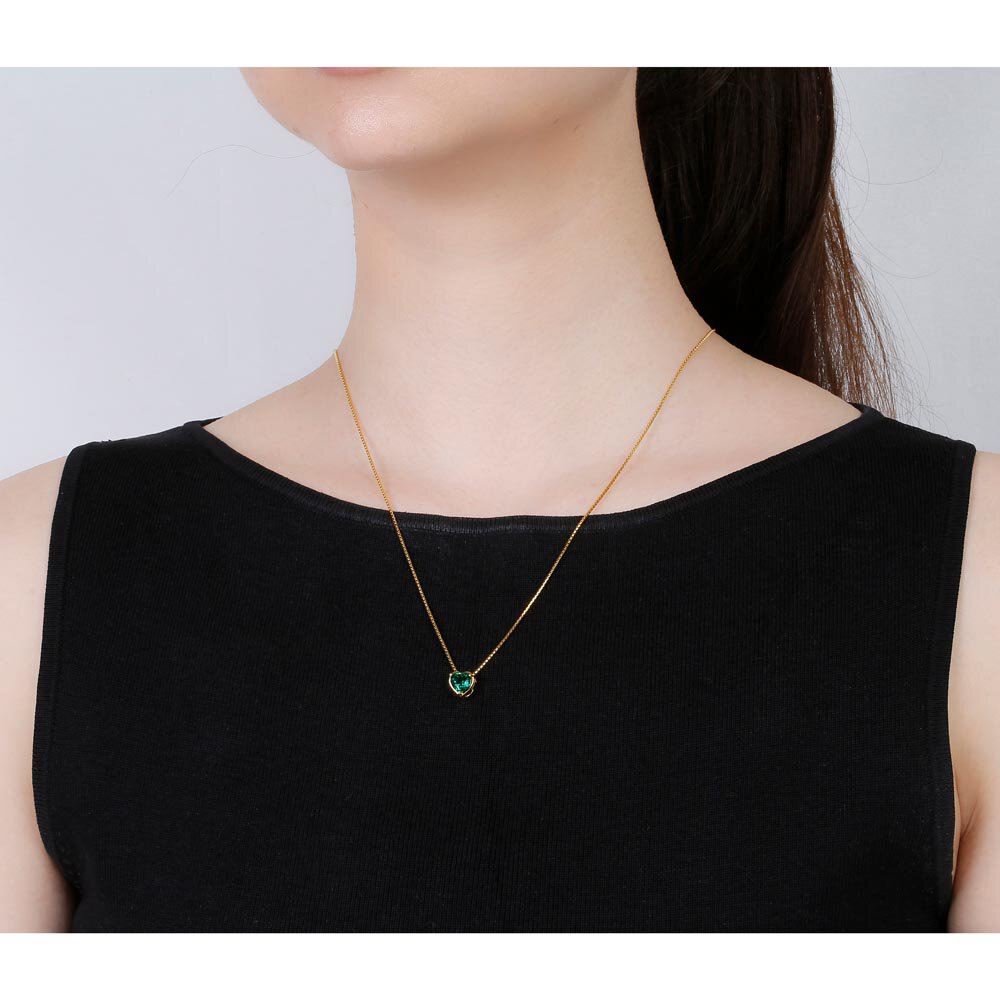 Infinity 1ct Heart Emerald 9ct Yellow Gold Pendant #2