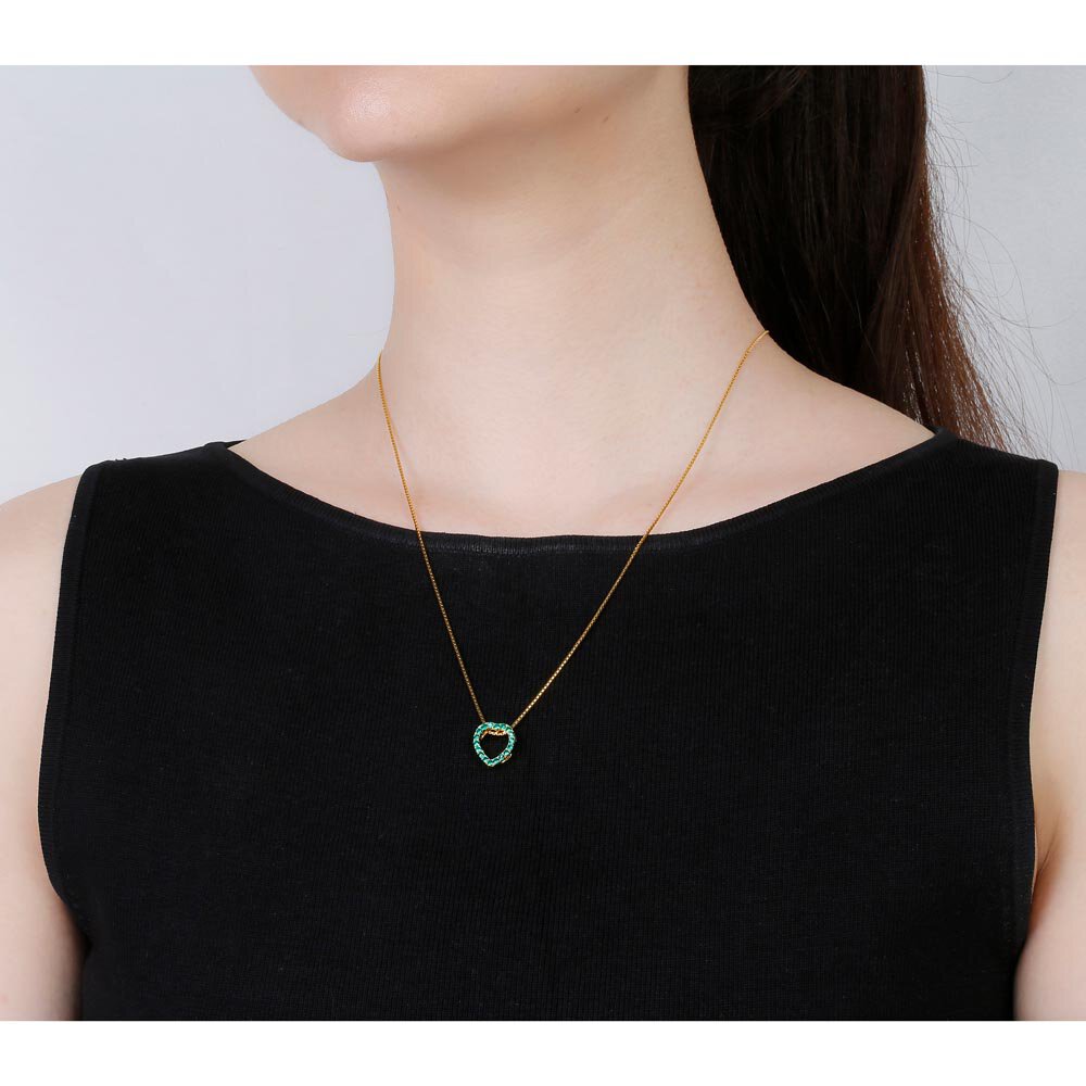 Infinity Heart Emerald Halo Platinum plated Silver Pendant #2