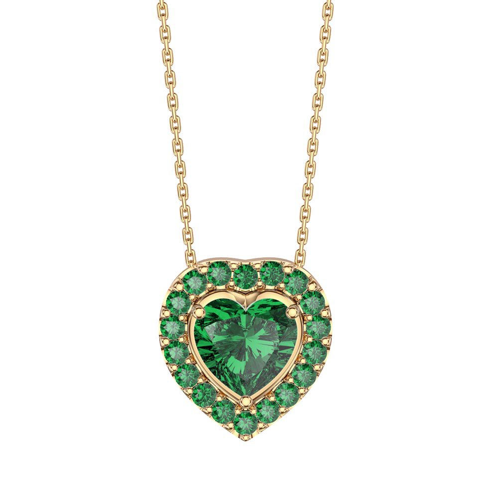 Infinity Emerald Heart Solitaire and Halo 18ct Gold Vermeil Pendant Set