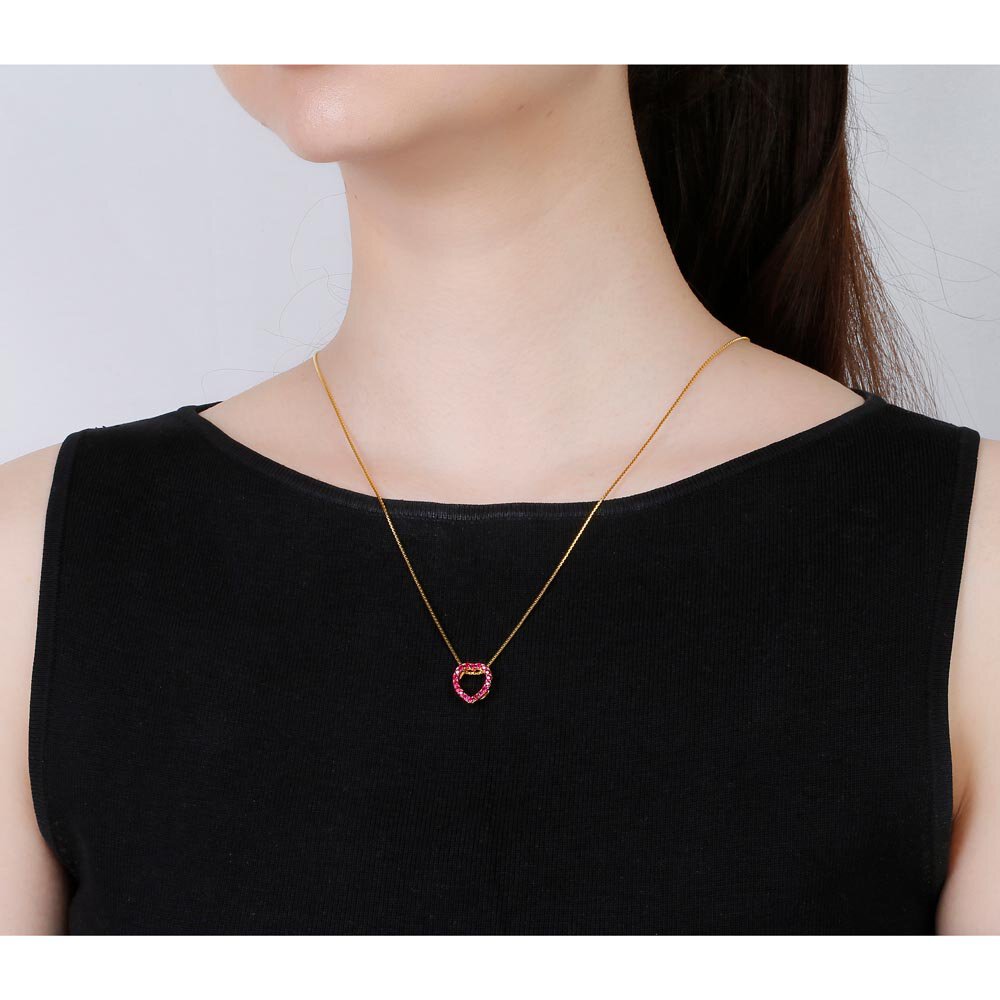 Infinity Heart Ruby Halo 18ct Gold Vermeil Pendant #2