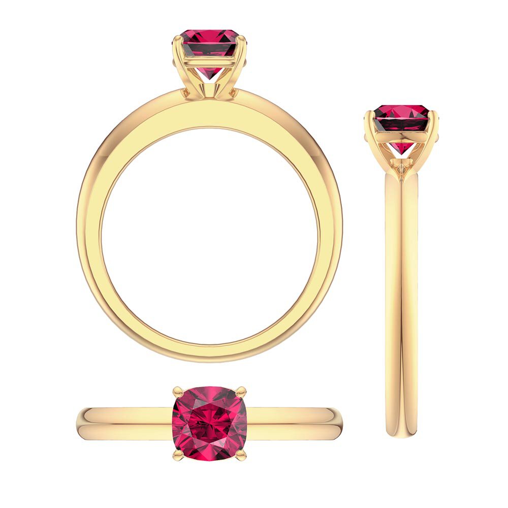 Unity 1ct Cushion cut Ruby Solitaire 9ct Yellow Gold Proposal Ring #4