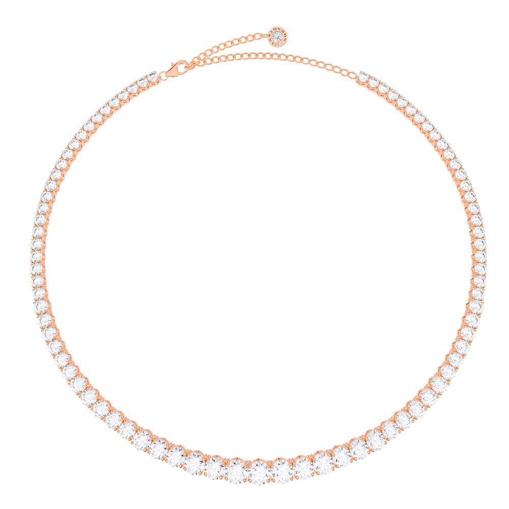 Eternity 30ct Diamond CZ 18ct Rose Gold plated Silver Graduated Tennis Necklace