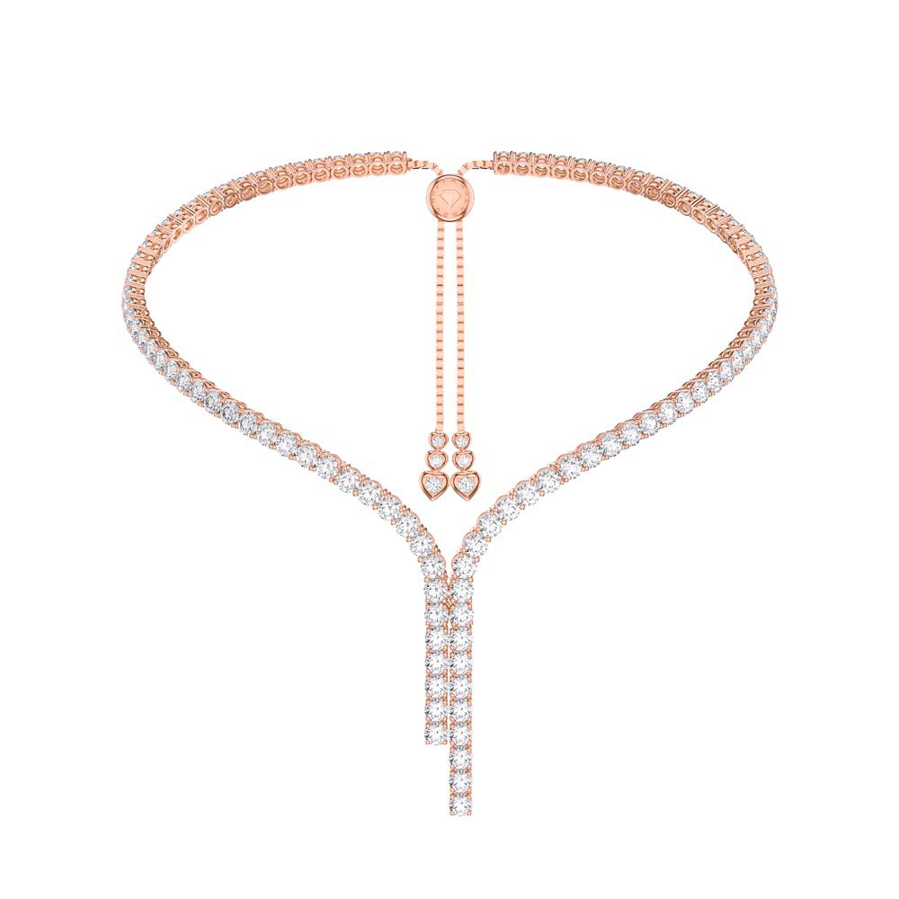 Eternity Asymmetric Drop Moissanite 18ct Rose Gold Vermeil Tennis Necklace