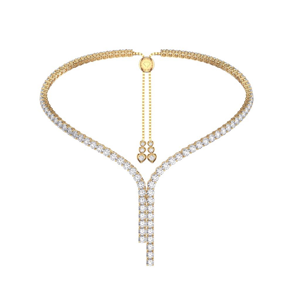 Eternity Asymmetric Drop Moissanite 18ct Gold Vermeil Tennis Necklace