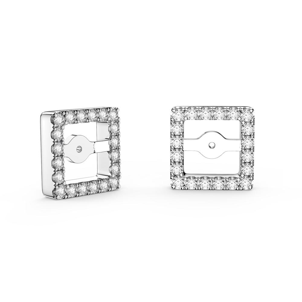 Charisma Princess Ruby and White Sapphire Platinum plated Silver Stud Earrings Halo Jacket Set #3