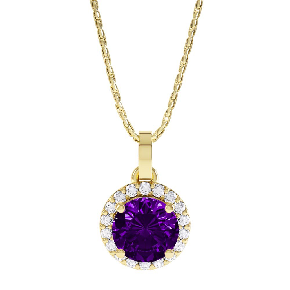 Halo 0.5ct Amethyst 18ct Gold Vermeil Halo Pendant
