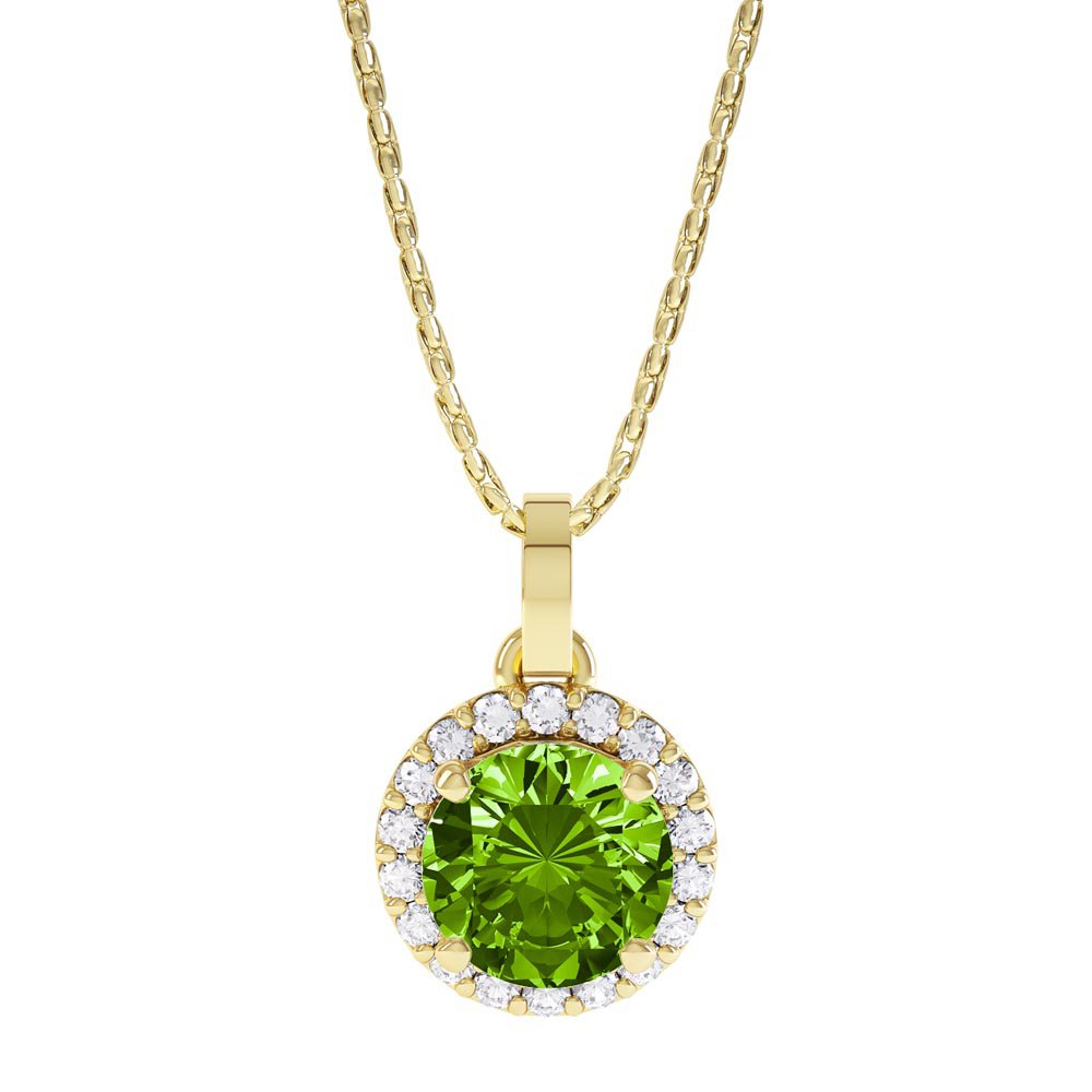 Halo 0.5ct Peridot 18ct Gold Vermeil Halo Pendant