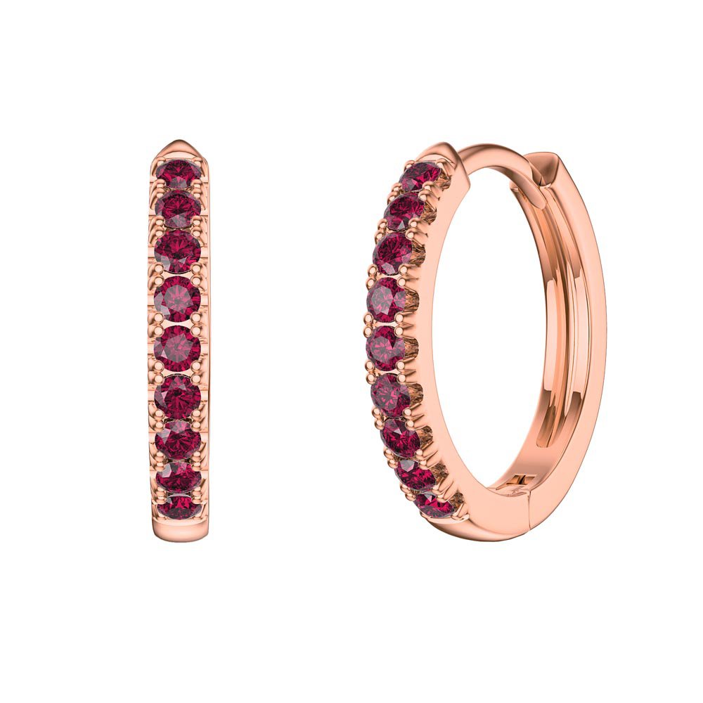 Charisma Ruby 18ct Rose Gold Vermeil Hoop Earrings Small