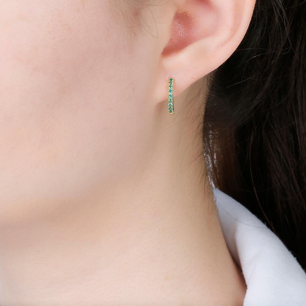 Charisma Emerald and White Sapphire 18ct Gold Vermeil Hoop Earrings Small #2