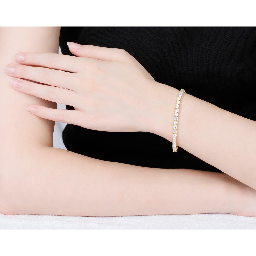 Eternity 10ct Diamond CZ 18ct Gold plated Silver Tennis Bracelet #2