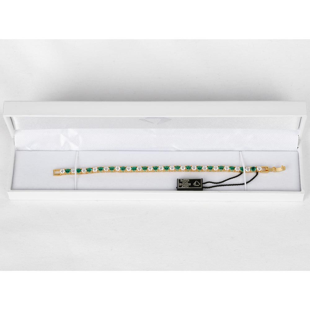 Eternity 10ct Emerald and White Sapphire 18ct Gold Vermeil Tennis Bracelet #5