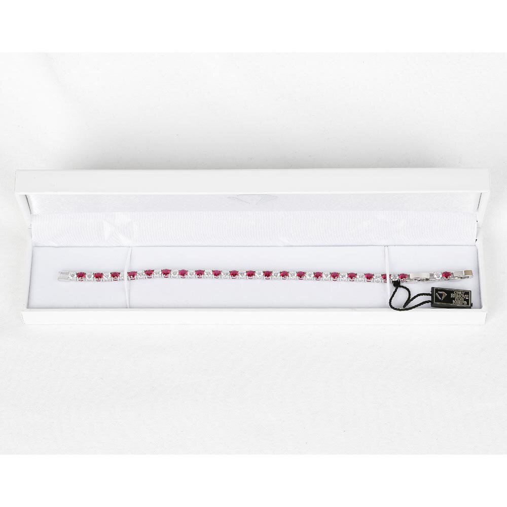 Eternity 10ct Ruby and Diamond 18ct White Gold Tennis Bracelet #3