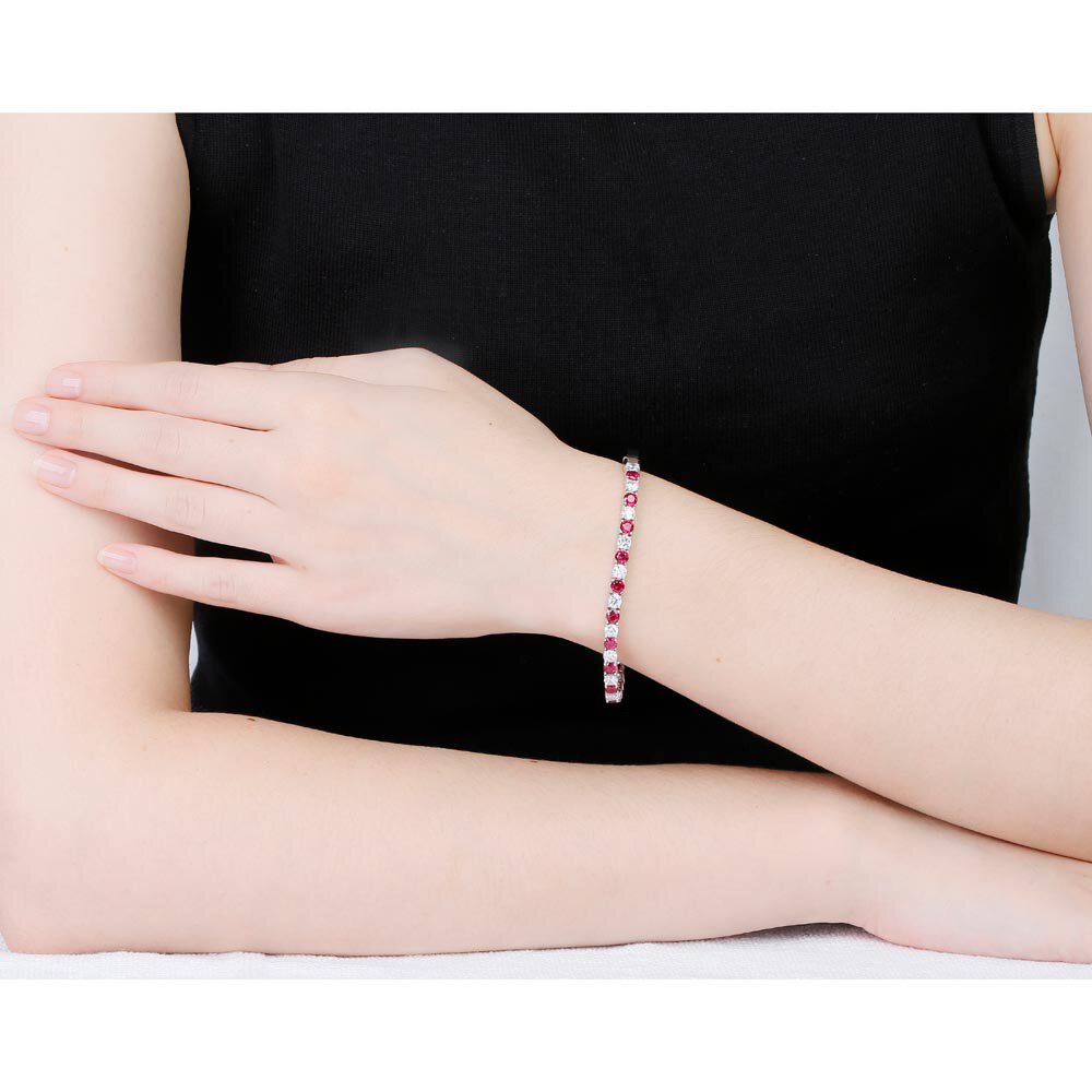 Eternity 10ct Ruby and Diamond 18ct Yellow Gold Tennis Bracelet #2