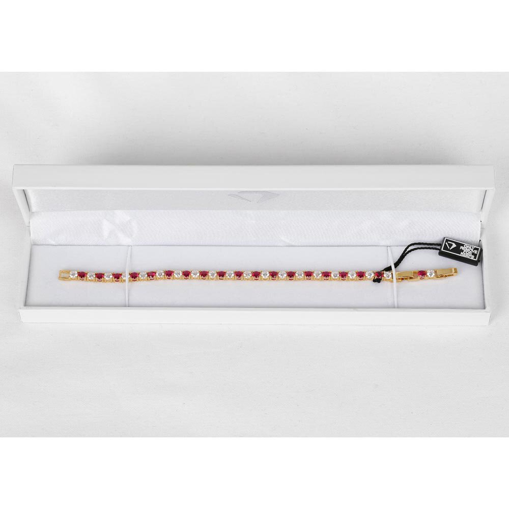 Eternity 10ct Ruby and Diamond 18ct Yellow Gold Tennis Bracelet #3