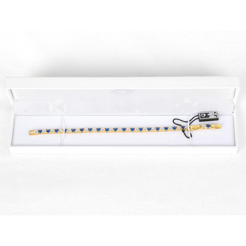 Eternity 10ct Blue and White Sapphire 18ct Gold Vermeil Tennis Bracelet #5