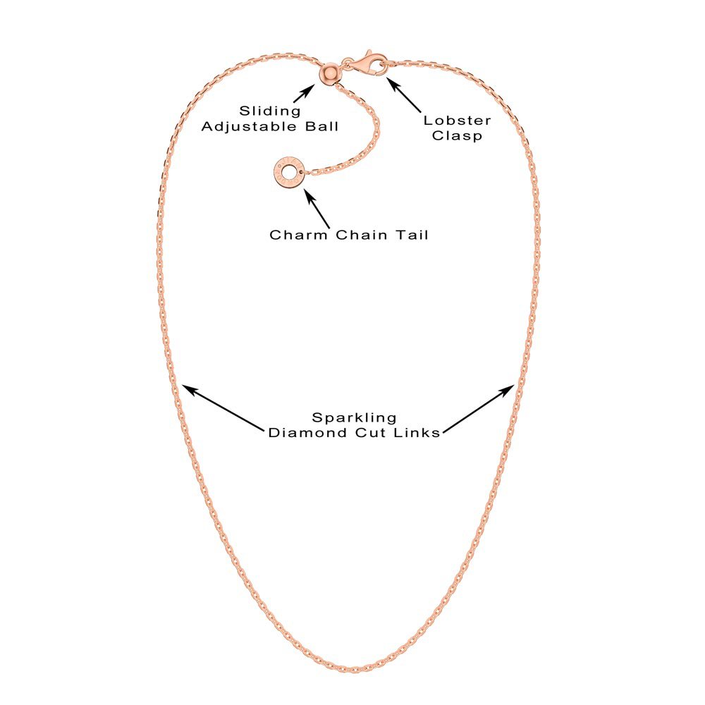 Adjustable Diamond Cut 18ct Rose Gold Vermeil Belcher Chain 36 Inch #2