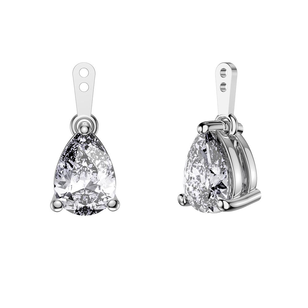 Charisma 4ct White Sapphire Platinum Plated Silver Pear Earring Drops