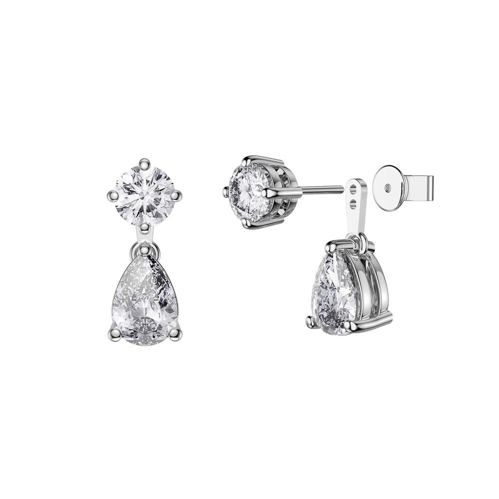 Charisma 6ct White Sapphire Platinum Plated Silver Pear Earring Set